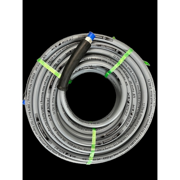 Fierce Jet 3/8" Grey Smooth Cover 1-Wire 4350 PSI 100Ft Pressure Wash Hose Assembly PWS106-GY-100 - main